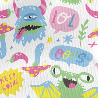 Colorful Cartoon Monsters Stretch Jersey