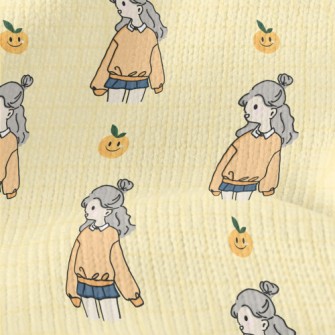 Cute Girl Illustration Stretch Jersey