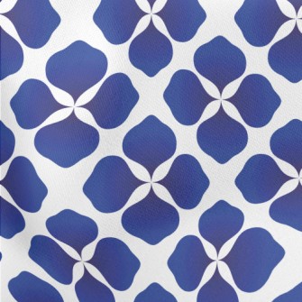 Abstract Blue Flowers Lightweight Cotton Poplin