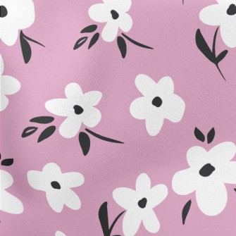 White Flower Graffiti Lightweight Cotton Poplin