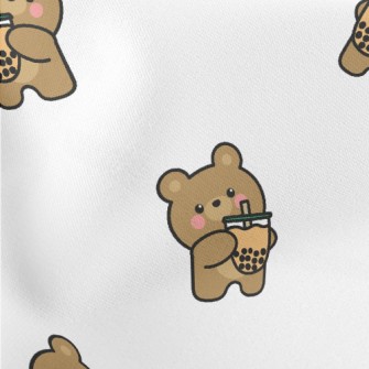 Cute Bear Loves Bubble Milk Lightweight Cotton Poplin