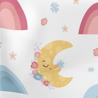 Flowers With Sun And Moon Lightweight Cotton Poplin