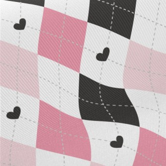 Black Pink Cute Diamond Midweight Cotton Poplin