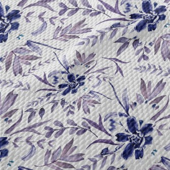 Beautiful Navy Blue Flowers Birdseye Piqué