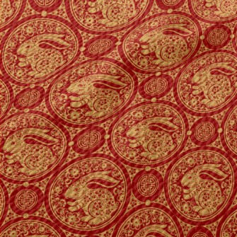 Chinese Paper-cut Art Rabbit Birdseye Piqué