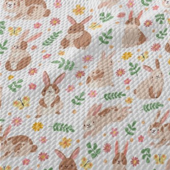 Cartoon Plush Rabbit Birdseye Piqué