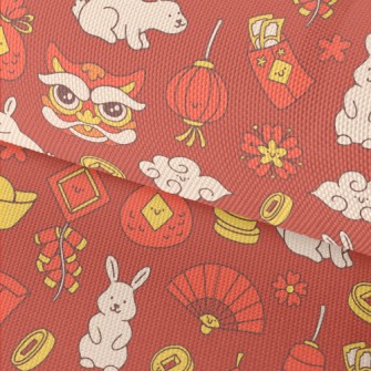Cute Rabbit Year Illustration Waterproof Oxford