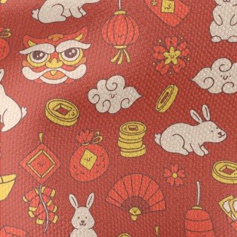 Cute Rabbit Year Illustration Waterproof Canvas