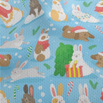 Cartoon Christmas Bunny Athletic Mesh Flat Back