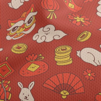 Cute Rabbit Year Illustration Athletic Mesh Flat Back