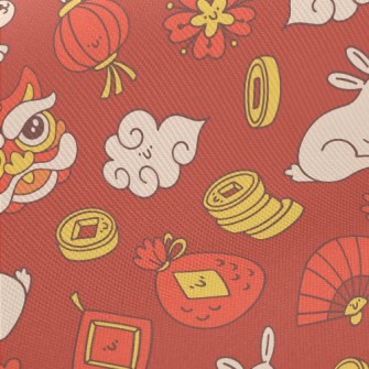 Cute Rabbit Year Illustration Twill