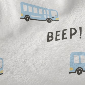 Hand Drawn Blue Bus Minky