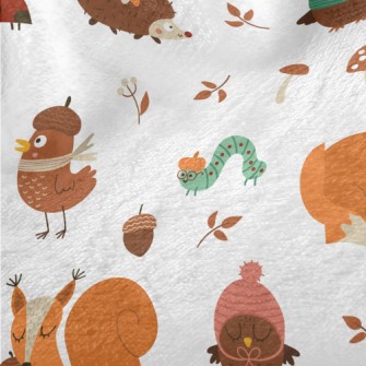 Animals In Autumn Warm Clothin Minky