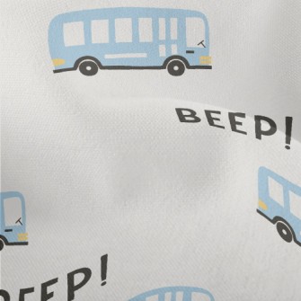 Hand Drawn Blue Bus Lightweight Performance Linen
