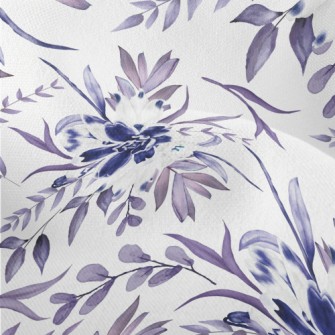 Beautiful Navy Blue Flowers Lightweight Performance Linen
