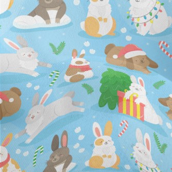 Cartoon Christmas Bunny Lightweight Performance Linen