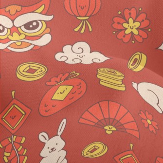 Cute Rabbit Year Illustration Lightweight Performance Linen