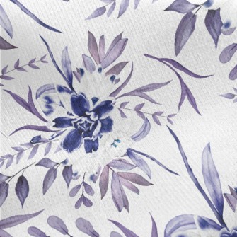 Beautiful Navy Blue Flowers Jersey Backed Fleece