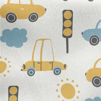 Cute Cartoon Car Jersey Backed Fleece