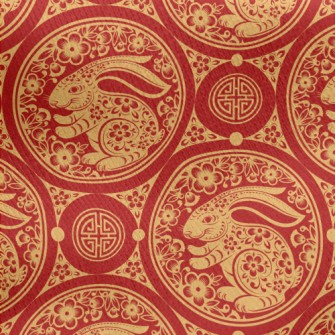 Chinese Paper-cut Art Rabbit Jersey Backed Fleece