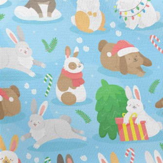 Cartoon Christmas Bunny Pongee