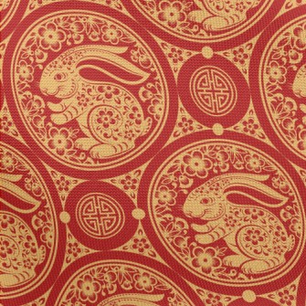 Chinese Paper-cut Art Rabbit Pongee