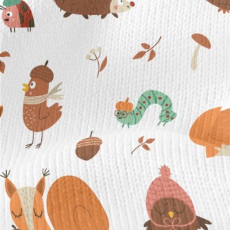 Animals In Autumn Warm Clothin Stretch Jersey
