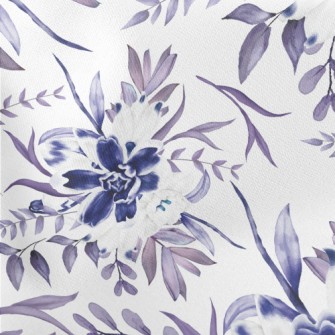 Beautiful Navy Blue Flowers Lightweight Cotton Poplin