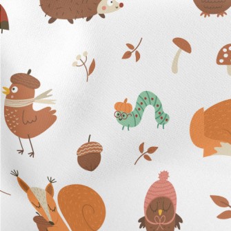 Animals In Autumn Warm Clothin Lightweight Cotton Poplin