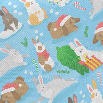 Cartoon Christmas Bunny Midweight Cotton Poplin