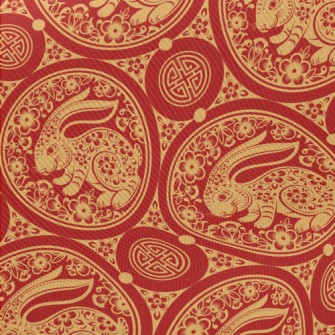 Chinese Paper-cut Art Rabbit Midweight Cotton Poplin