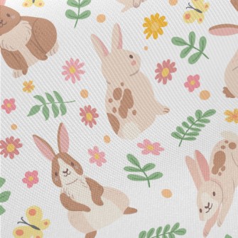 Cartoon Plush Rabbit Midweight Cotton Poplin