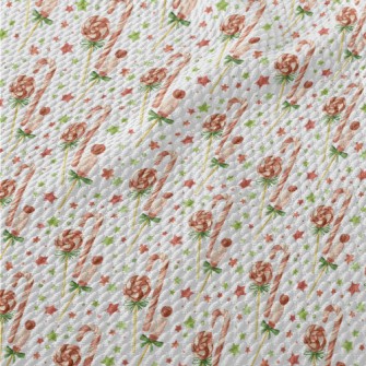 Christmas Candy And Canes Birdseye Piqué