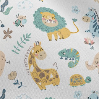 African Animals Playing Togeth Chiffon