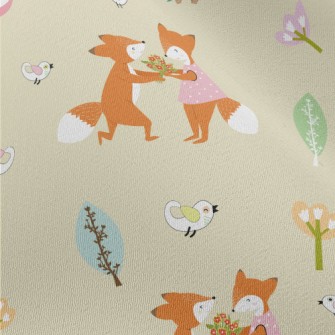 Sweet Happy Couple Foxes Chiffon