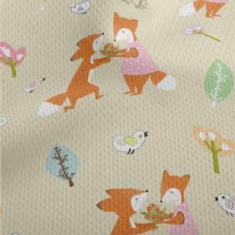 Sweet Happy Couple Foxes Athletic Mesh Flat Back