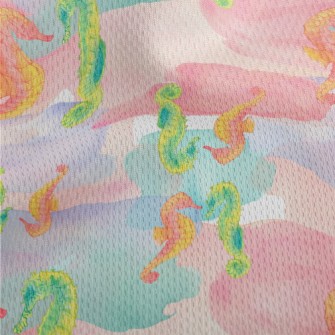 Two-color Seahorse In Watercol Athletic Mesh Flat Back