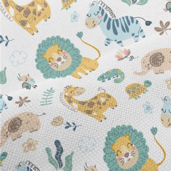 African Animals Playing Togeth Performance Linen