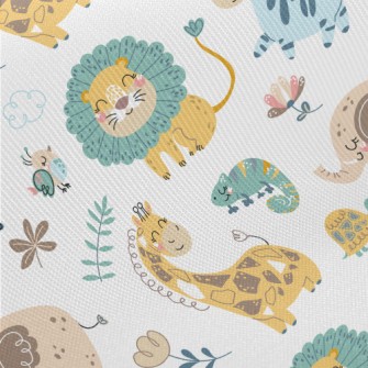 African Animals Playing Togeth Twill