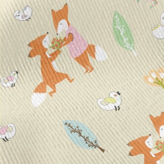 Sweet Happy Couple Foxes Standard Corduroy