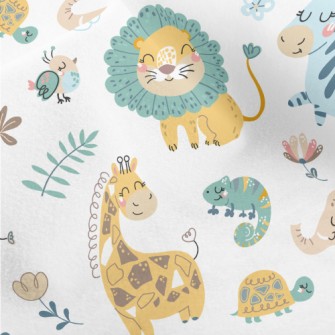 African Animals Playing Togeth Micro Fleece