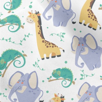 Jungle Animals Ready To Rest Micro Fleece