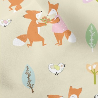 Sweet Happy Couple Foxes Micro Fleece