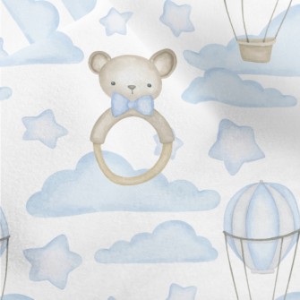 Hot Air Balloon In Blue Sky Wi Micro Fleece