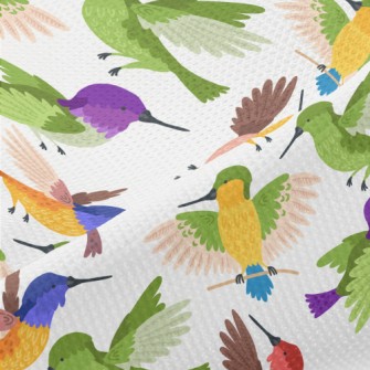 Colorful Hummingbird Flying Piqué