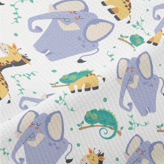 Jungle Animals Ready To Rest Piqué