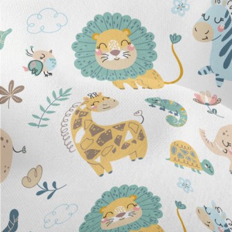 African Animals Playing Togeth Lightweight Performance Linen