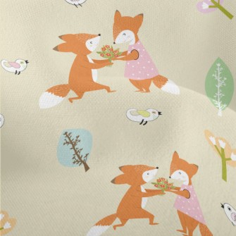 Sweet Happy Couple Foxes Lightweight Performance Linen
