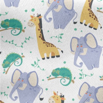 Jungle Animals Ready To Rest Jersey Backed Fleece