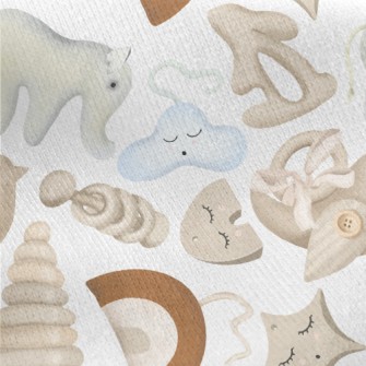Cute Wooden Toys For Children Jersey Backed Fleece